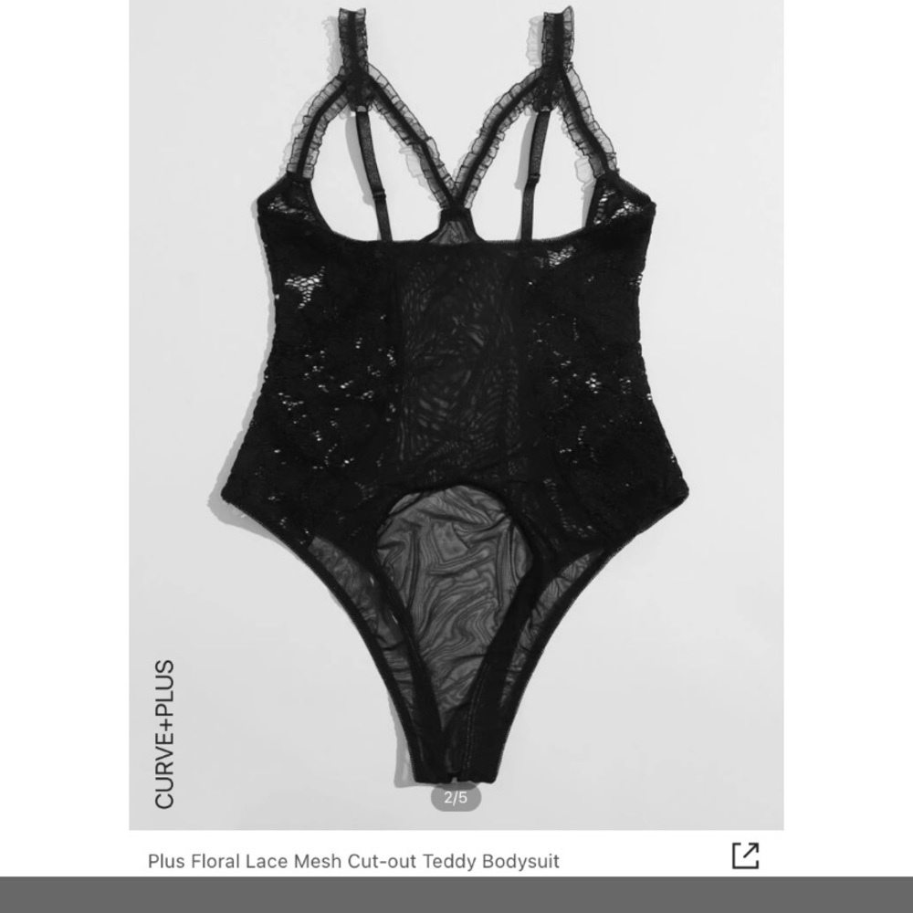 Floral mesh cut out teddy bodysuit